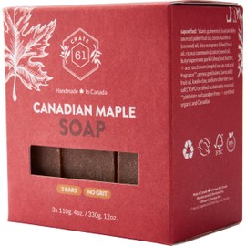 Crate 61 Organics Crate 61, Handmade in Canada, Plant Based Cold Process Natural Bar Soap Cold Pressed For Face And Body, With Premium Oils (Canadian Maple)