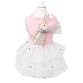 FLAdorepet Happy Easter Dog Dress Pink Bunny Pet Cat Puppy Dresses Tutu Skirt Summer Small Dog Girl Shirt Clothes Rabbit Costume(Rabbit, X-Small)