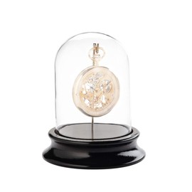 SELVA Glass Dome with Hook, for Dust-Free Storage of Pocket Watches, Pocket Watch Stand with Black Base, Without Pocket Watch, Colour: Real Glass