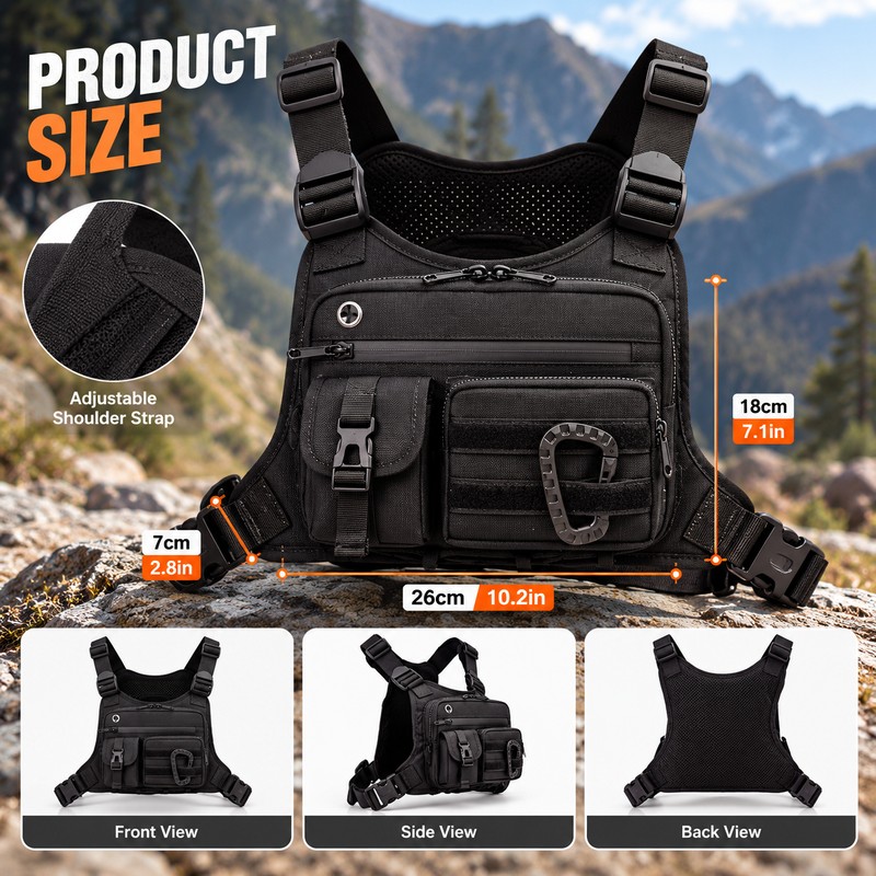Tactical Chest Bag for Running and Cycling – Adjustable Nylon