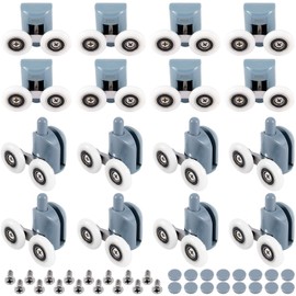 HOZEON 16 PCS Diameter 1 inch Double Shower Door Rollers, 25 mm Stable and Ultra-Quiet Shower Door Wheels for Bathroom Pan Glass Sliding Door, 8 PCS Upper Rollers and 8 PCS Bottom Rollers
