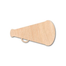 Megaphone Unfinished Wood Cutout - Cheerleader Cutouts for Cheer Megaphone Decorations - Perfect for Parties, Sports Events, and School Spirit Celebrations (5mm Plywood, 3")