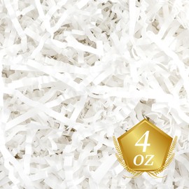 TCAIRG - 4 oz - White - Crinkle Cut Paper Shred Filler great for Gift Wrapping, Basket Filling, Birthdays, Weddings, Anniversaries, Valentines Day, and other occasions