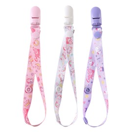 [CutiePlusU] Pacifier Clip Adult Size Pacifier Holder Clip [Pack of 3] - Phantom Star (Rabbit, Unicorn, Cat)