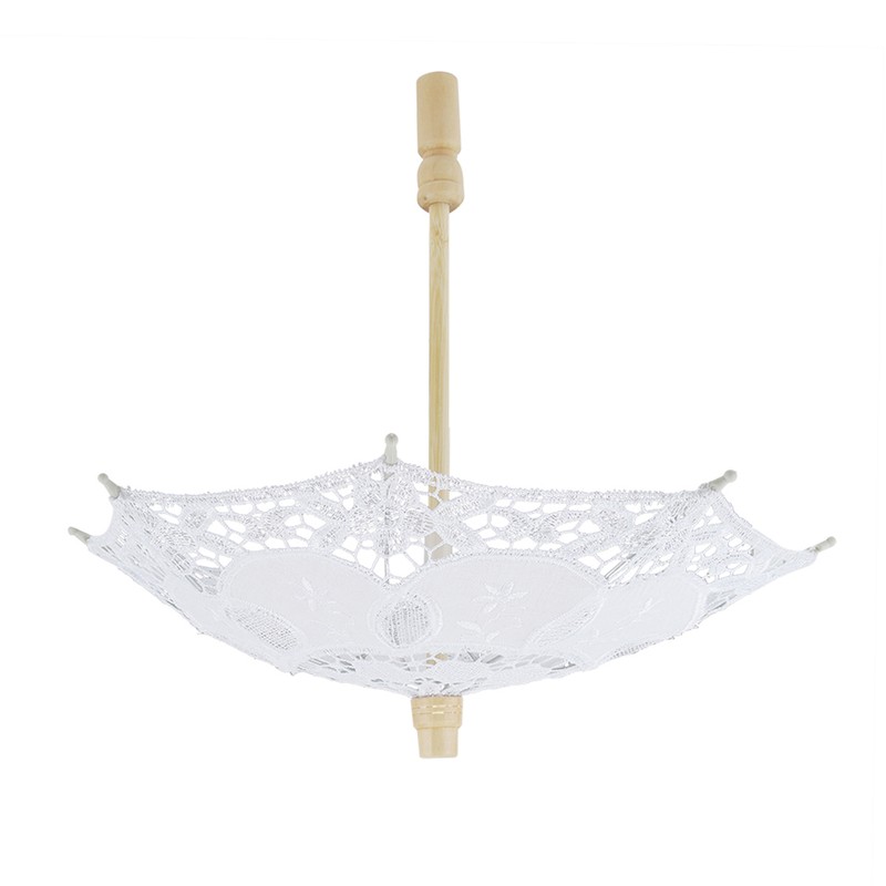 Bridal Umbrella Lace Cotton Embroidery Handmade Parasol Umbrella Wedding Supply(White