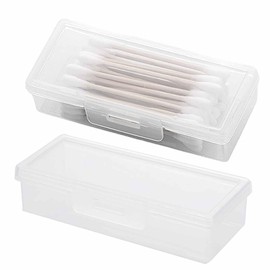 Cotton Bud Holder for Travel, 2 Pcs Portable Small Cotton Swab Holder Transparent Plastic Cotton Swab Mini Box for Storing Cotton Balls Cotton Swabs Flosser Toothpicks
