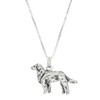 LGU Sterling Silver Oxidized Three Dimensional Golden Retriever Dog Necklace