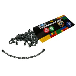 CMC imports 10 Clamping Blocks Chain 30104 Building Blocks 1 x 1 Studs 12.7 cm / 21 Links Compatible Bricks (851 - Dark Grey)