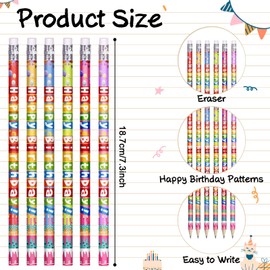 emzrivo 48 Pcs Happy Birthday Pencils Set 24 Happy Birthday Pencils Birthday Pencils 24 Happy Birthday Silicone Bracelets Rubber Wristband Happy Birthday Party Favors Bulk Birthday Classroom Gifts