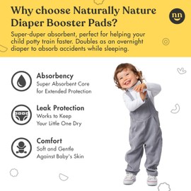 Naturally Nature Potty Training Pads for Toddlers, Size 2T-5T, 22-35lbs, Toddler Diaper Pads, One-Size, Perfect for Light Accidents, and Overnight Leak Protection (32 ct.), Unisex
