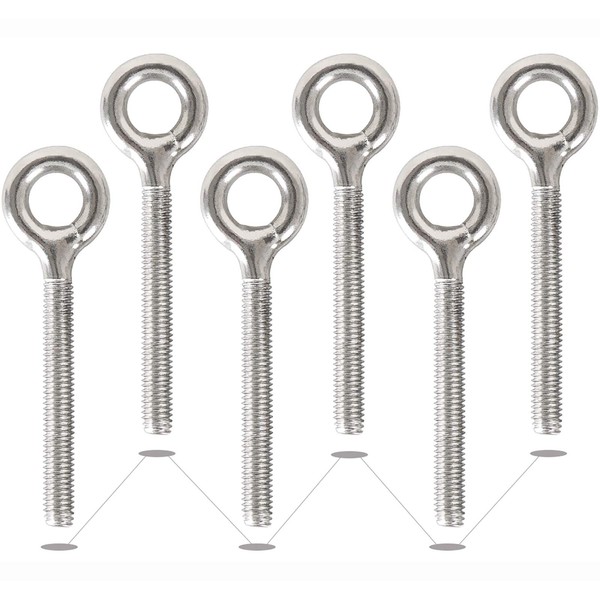 ADNEWX® Pack of 6 Eye Bolts M10, 304 Stainless Steel