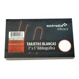 Estrella Tarjetas Bibliográficas Blancas 3 X5  Estrella Paquete C/100