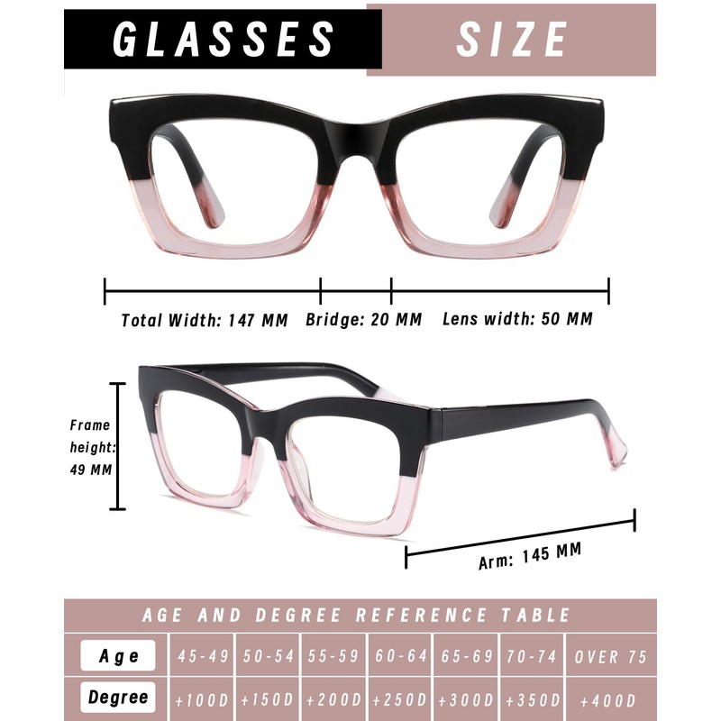 Hubeye 5 Pairs Oprah Style Square Reading Glasses for Women
