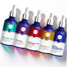 MIST JEWEL Kit sueros faciales Acido Hialurónico, Retinol, Vitamina C + E, Glicólico y Niacinamida | Conjunto de serums Avanzado 5 serum (KIT Facial avanzado)