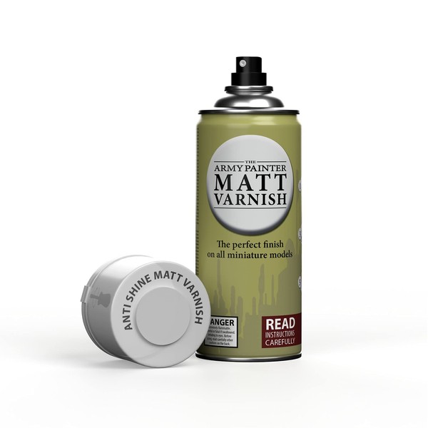 The Army Painter Anti Shine Matt Spray for Miniature Painting - After Quickshade Spray Paint Top Coat Acrylic Varnish - Satin Finish Spray for Acrylic Model Paint, 400ml Can