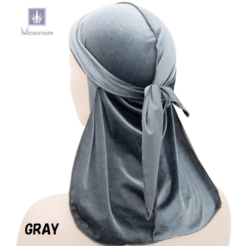 Miracroute Velvet Fabric Durag Hip Pop Dance DU-RAG Black White