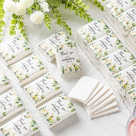 100 Pcs Wedding Facial Tissues Welcome Bags Mini Pocket Tissues Travel Size Wedding Favors for Guests 3 Ply Thank You for Celebrating with Us Celebration Graduation (Eucalyptus)