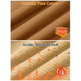 KEFITEVD Men's Winter Cargo Jacket Sherpa Fleece Lined Work Thick Cargo Windproof Thermal Jackets Khaki M