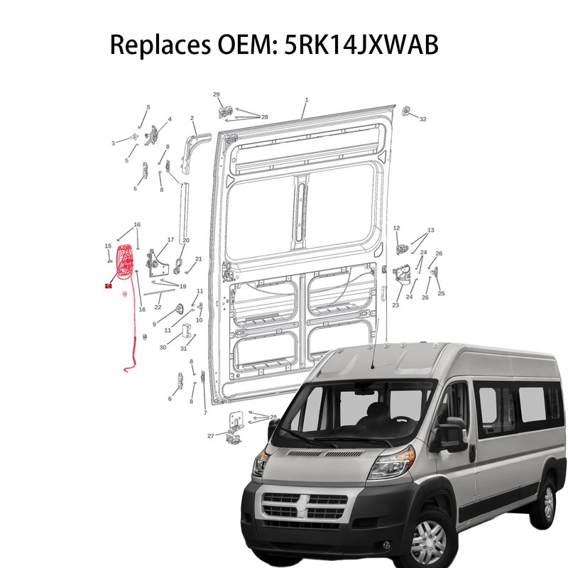 Bledtax 5RK14JXWAB Sliding Door Handle with Cable,Compatible with Promaster 2014-2018