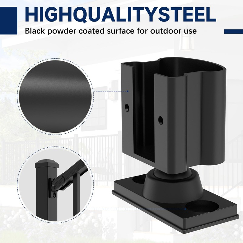 Egadis 2 Pack Aluminum Adjustable Railing Bracket, Deck Railing Bracket
