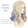 Yan Dream Women Medium Long Wavy Blonde Blue Gradient Cosplay