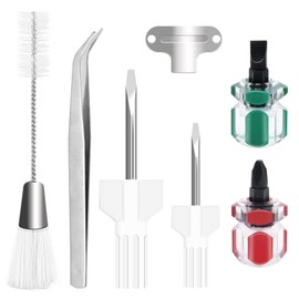 HARY 7 PCS Sewing Machine Cleaning Kit Sewing Machine Cleaning Tools Set Bent Tweezers, Double-Headed Brush, Flathead Screwdriver and Metal Spudger Sewing Machine Cleaning Tools