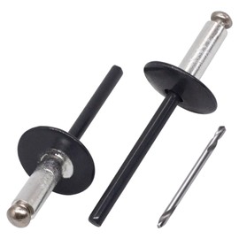 SKIR'CO Pack of 10 Large Flange Aluminium Blind Rivets 4.8 x 14 mm Stainless Steel Mandrel RAL 7016 Anthracite Grey (Includes Drill)