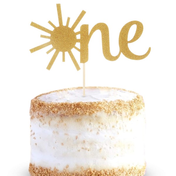 Decoración para tarta de primer cumpleaños de bebé, con purpurina dorada, para el primer aniversario de la ducha, sol de un solo lado, decoración para tartas de cumpleaños, decoración de fiestas