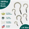 EIENHOSHI 105 Pcs Screw Hooks, 6 Sizes Bronze Cup Hooks,