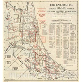 Historic Pictoric Map : Erie Railroad Co. Chicago Switching District., 1930, Vintage Wall Decor : 16in x 16in