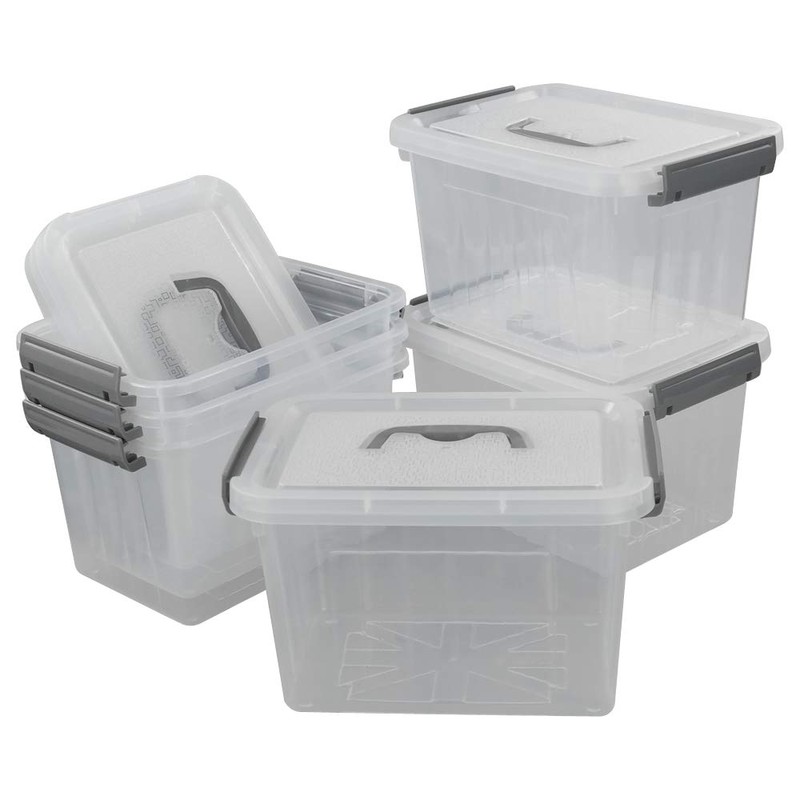 Lesbin Plastic Storage Box, 6-Pack 6 Quart Storage Bins with