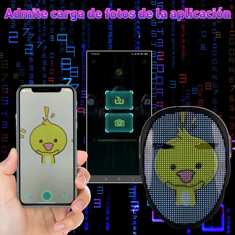 Máscara Led Bluetooth Halloween Cosplay Con Adultos Y Niños
