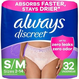 Unbranded Always Discreet Incontinence & Postpartum Underwear for Women Small/Medium 32 Ct