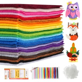Craft Felt, Craft Set Autumn Christmas Children, Colourful Felt Mat, Super Soft Felting Starter Set, Felt for Crafts, Felt Fabric with Sewing Accessories and Filling Material for DIY Crafts, Sewing