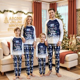 VS&LLWQ Family Matching Christmas Pajamas Set, Navy Blue and White Snowman Print Xmas Jammies Sleepwear(PJS-133-Women, Medium)