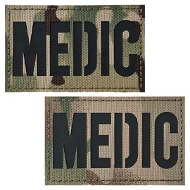 IANZE 2Pcs IR Reflective Medic Patches Tactical Military Patches, Infrared IR EMS EMT MED Medical Morale Hook and Loop First Aid Patches Style 1