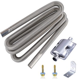 Exhaust Hose for Power Generator, Cakapapo 300 cm Car Stainless Steel Exhaust Pipe and Silencer, with Two Stainless Steel Clips for Diesel Heating
