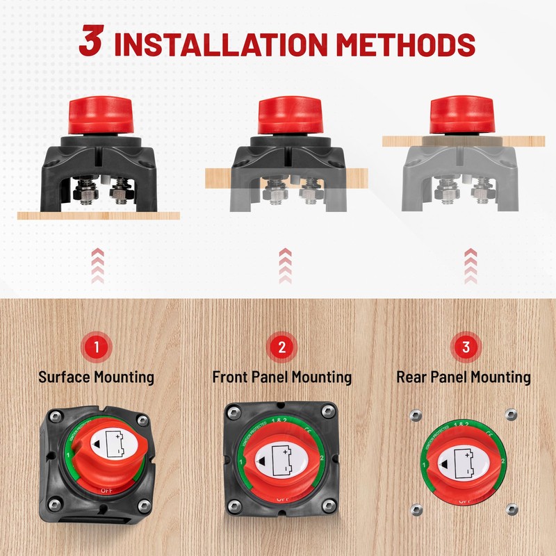 RED WOLF RED WOLF 1-2-Both-Off Battery Switch DC 12V-48V 200A,