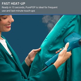 Rowenta PurePop Handheld Steamer for Clothes 1.5 Lbs 15 Second Heatup, 2.3 Oz Capacity 1150 Watts Portable, Ironing, Fabric Steamer, Garment Steamer, Vacation Essentials, Travel Must Have Blue DR2020