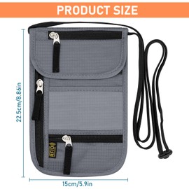 sundee RFID Travel Neck Wallet Set - 1 Pack RFID Blocking Passport Holder and 1 Pack Travel Luggage Tag for Baggage Bags/Suitcases with Name ID Label, Beige, S, Classic