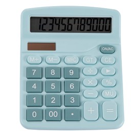 Upgraded Calculator, 12-bit Solar Battery Office Calculator with Large LCD Display, Large Induction Buttons, Dual Power Desktop Calculator for Office, Home, School (Solar Blue)
