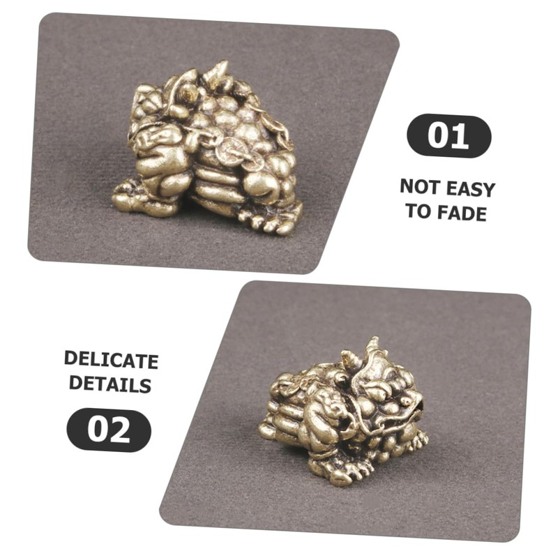 GRIRIW Brass Legged Toad Sculpture Traditional Wealth Desktop Ornament for