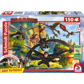 Schmidt Spiele 56548 Dragons, Flying Dragons, 150 Pieces, Children's Puzzle Made of Grass Cardboard, Multi-Coloured