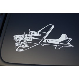 B-17 Bomber Flying Fortress Vinyl Sticker Decal (V218) War Bird Plane Military (8" x 4", White)