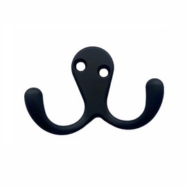 Dzina Matt Black Double Prong Robe Coat Clothes Bath Hook (Pack of 4)