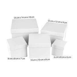 Ideen mit Herz Gift Boxes with Lids, Cardboard Boxes, Set of 5 Different Sizes, Stackable, Large to Small, Made of Sturdy Cardboard, Ideal for Birthdays and Weddings, Square, 6 to 14 cm