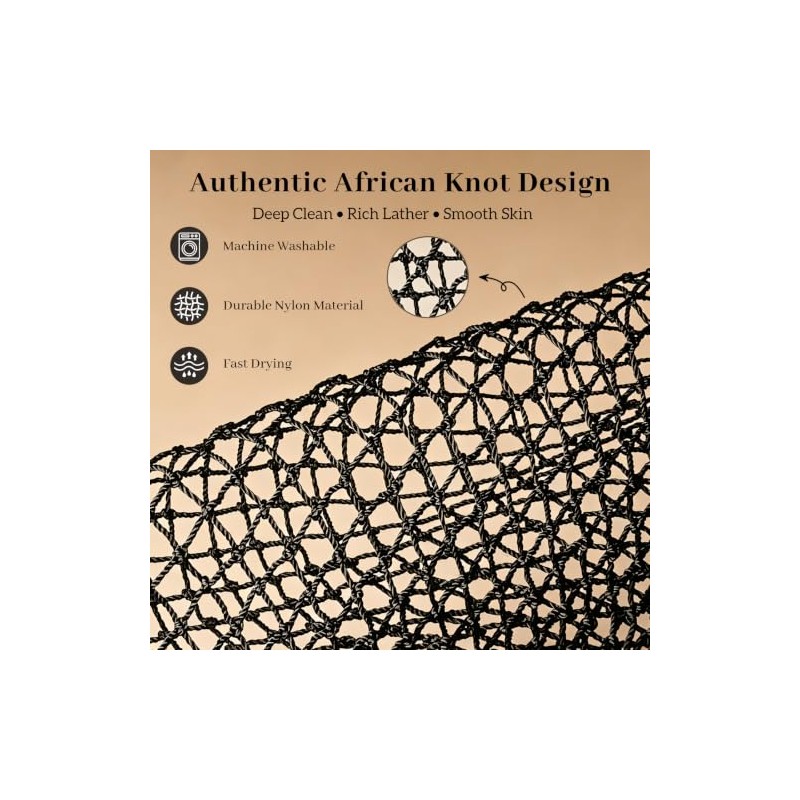 Esponja Red Africana Auténtica Exfoliante Baño Corporal Accesorios Ducha Negro
