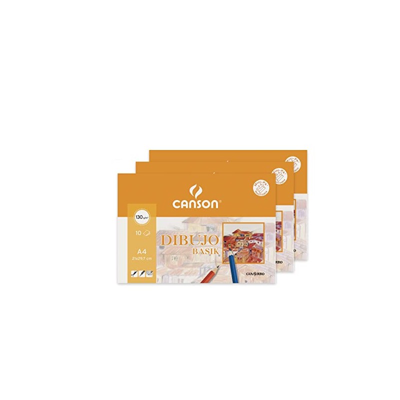 Canson 3 x Mini A4 10 Sheets Drawing Basik, 130