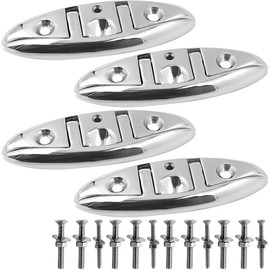 SHENGHUISS Boat Cleat 316 Stainless Steel Flip Up Folding Cleat Mooring Rope Marine Grade for Boat Deck Folding Cleat with Fasteners (5 inch 4 Pack)