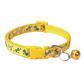 Small Cat Collar with Bell, Basic Nylon Flower Puppy Collars Girls for XXS XS Small Dog Pet Animal Litter Tiny Kitten Neck 7.5-12.6 inch (Yellow)